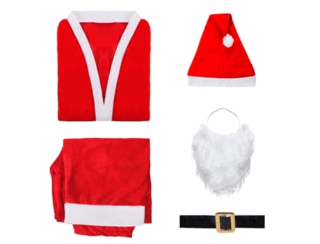 Papá Noel 5 Peças Traje de Navidad Festa de Navidad Vermelho