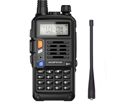 Walkie Talkie Baofeng Uv-S9 Plus Recargable 2800 Mah Bateria 8-10Km Faixa Vhf/Uhf Banda Dupla 128 Canais 8W; Preto