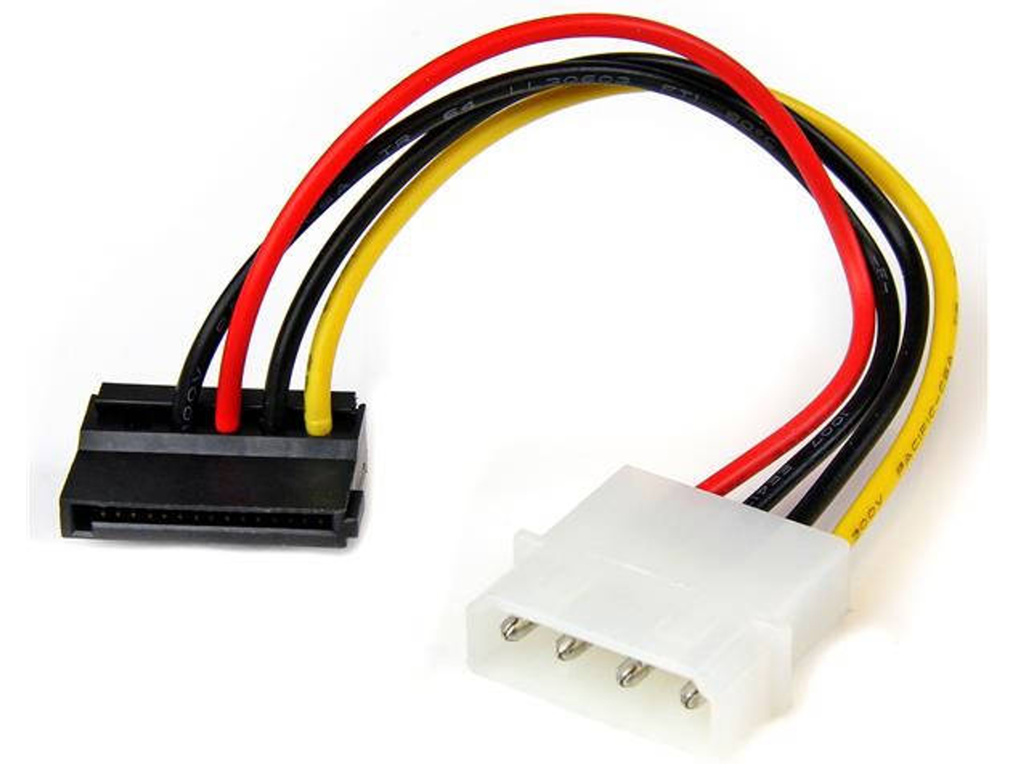 Cable de Datos STARTECH Adaptador Cable de Datos 15cm Alimentación SATA Ángulo a la Izquierda 15 Pines a Molex 4 Pines LP4