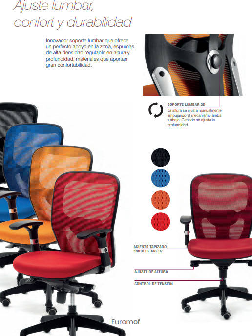 Silla De Escritorio operativa euromof boston gna naranja brazos ajustables malla con soporte lumbar oficina