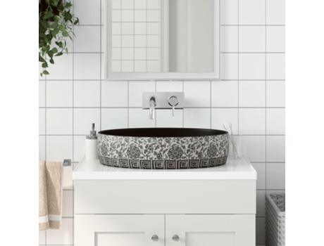 MAISON EXCLUSIVE Lavabo de encimera ovalado cerámica negro azul 56,5x36,5x13,5cm