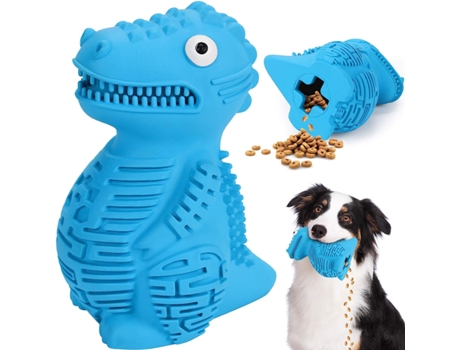 Juguete indestructible para perros grandes, juguetes interactivos de goma para masticar, cepillo de dientes para cachorros medianos y grandes (azul)