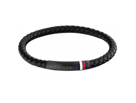 Pulsera de cuero auténtico TOMMY HILFIGER negra 2790403