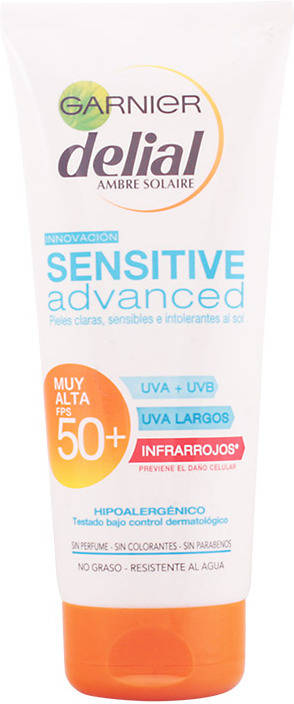 Garnier Delial Sensitive advanced leche solar para pieles claras sensibles e intolerantes al ip50+ 200 ml 50+