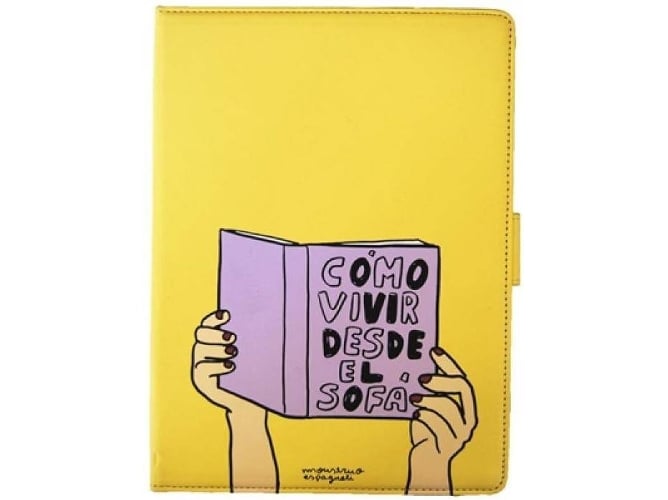 Funda Para Tablet 10 tan fan espagueti monstruo universal 10.1 pulgadas tipo libro con diseño vivir desde el sofá color amarillo tftab001