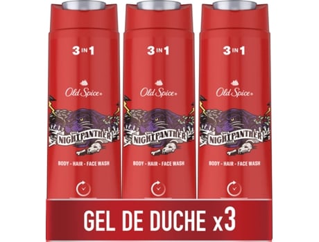 Pack Gel de Duche e Champô OLD SPICE Night Panther (3 x 400 ml)