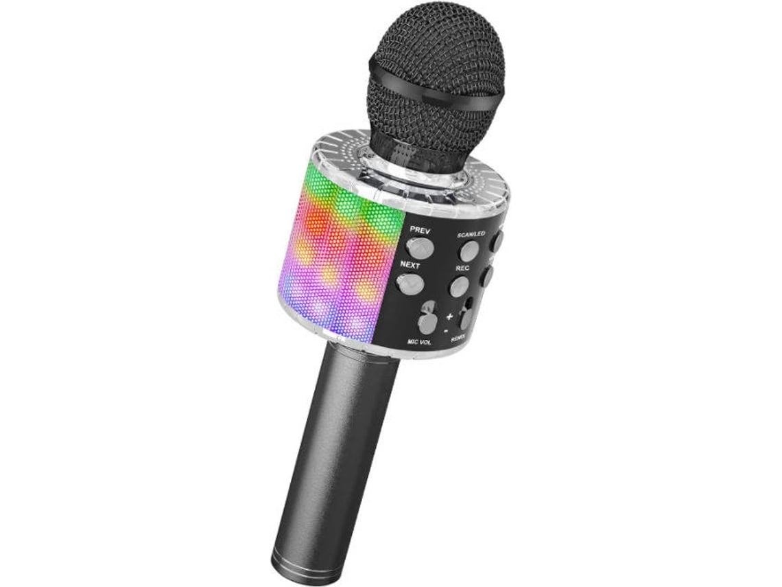 Micrófono inalámbrico, luces de baile Led, máquina de Karaoke portátil con  Bluetooth, reproductor de Ktv para el hogar con función de grabación, rosa