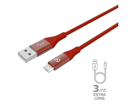 CELLY-Micro USB Color 3M Rojo CELLY