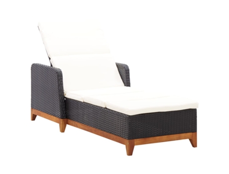 MAISON EXCLUSIVE Tumbona de ratán sintético y madera maciza de acacia negro