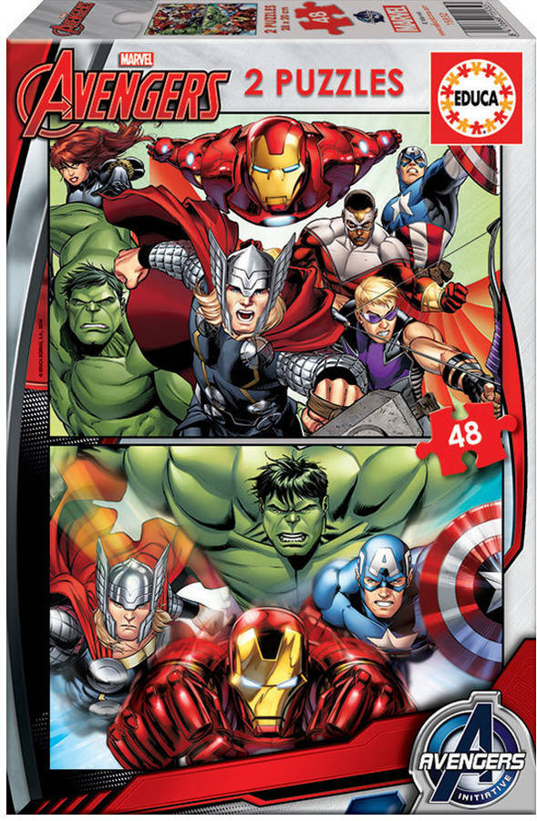 Puzzle EDUCA 2x Puzzle 48 Avengers (Edad Mínima: 3 Años - 96 Piezas)