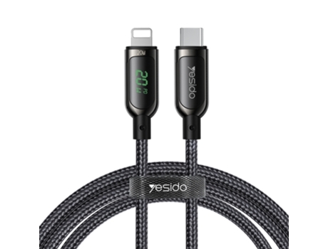 Cable Yesido Carga Rápida Usb-C Type Pantalla Digital