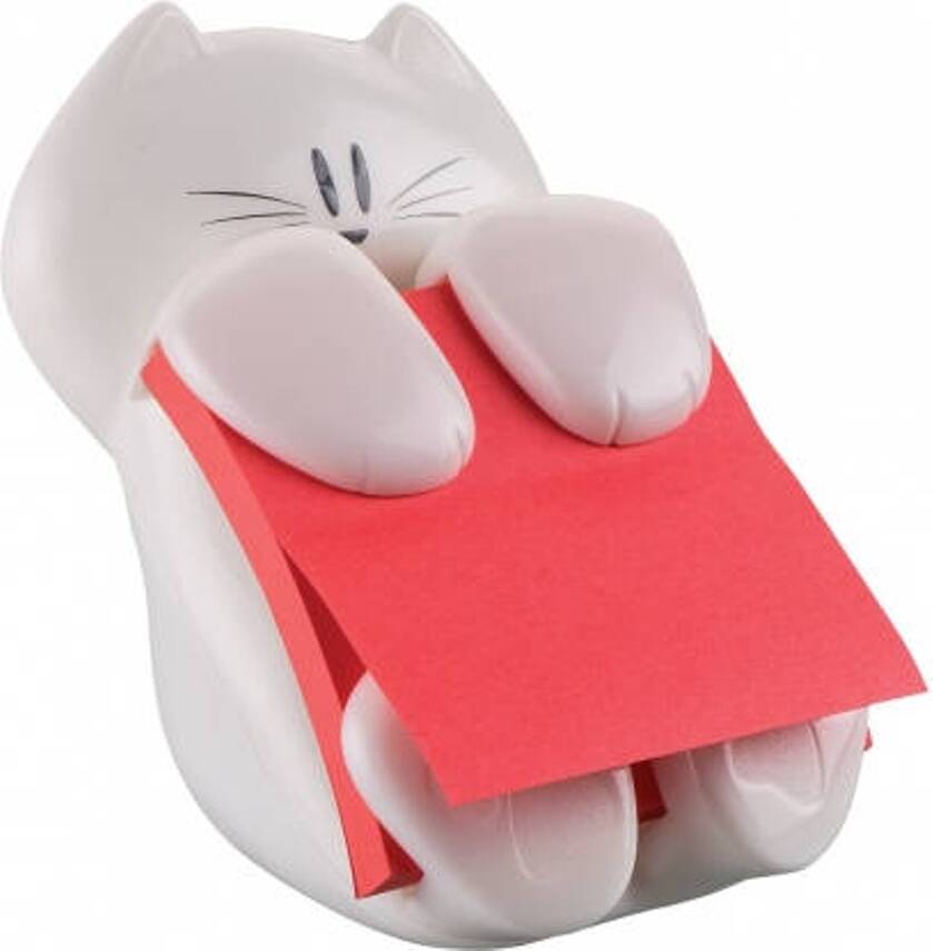 Postit Dispensador De notas diseño gato paquete 1 bloc 90 hojas 76x76 mm color rosa para con znotas super sticky adhesivo 3m cat330