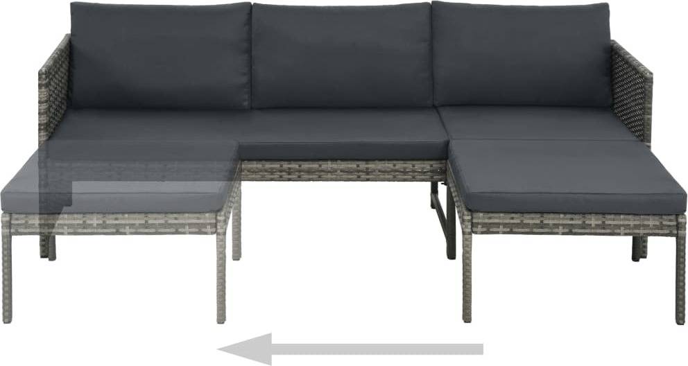 Vidaxl 9 Piezas gris asientos terraza patio conjunto de exterior almohadones mimbre 3