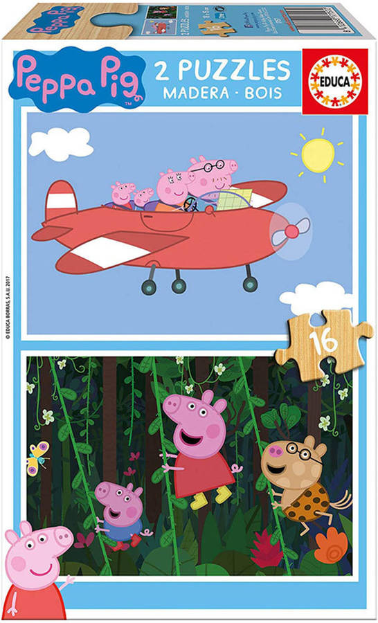 Puzzle EDUCA 2x Super Puzzle de Madera 16 Peppa Pig (Edad Mínima: 3 Años - 32 Piezas)