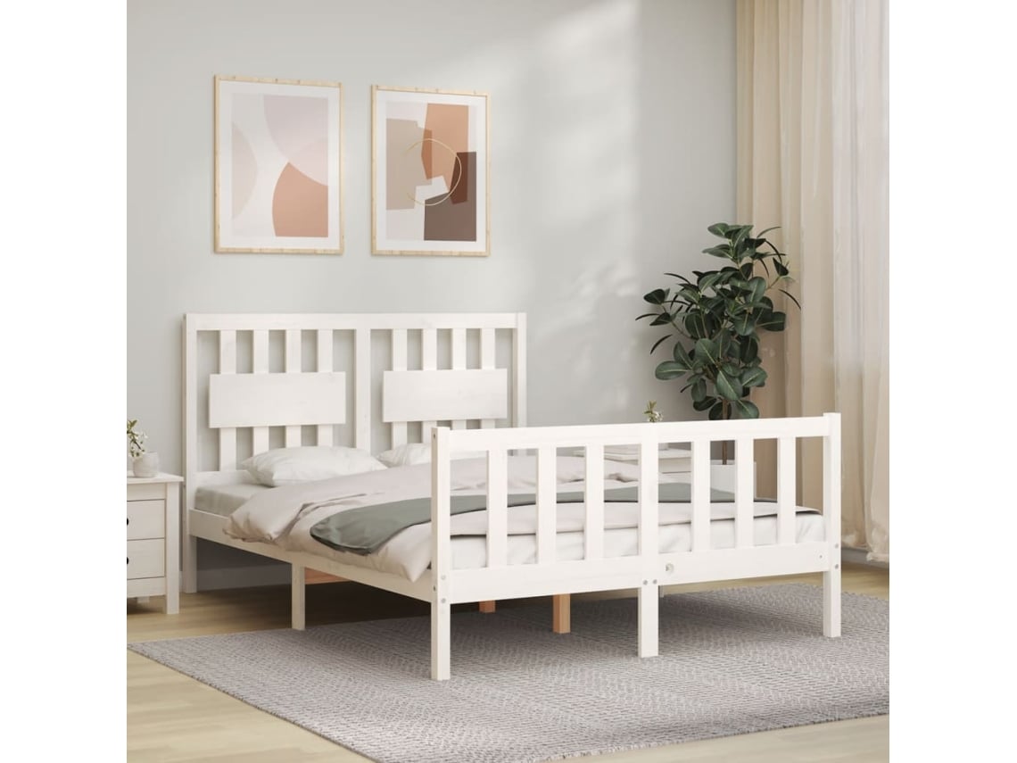 Maison Exclusive Estructura de cama madera maciza de pino blanco 135x190 cm