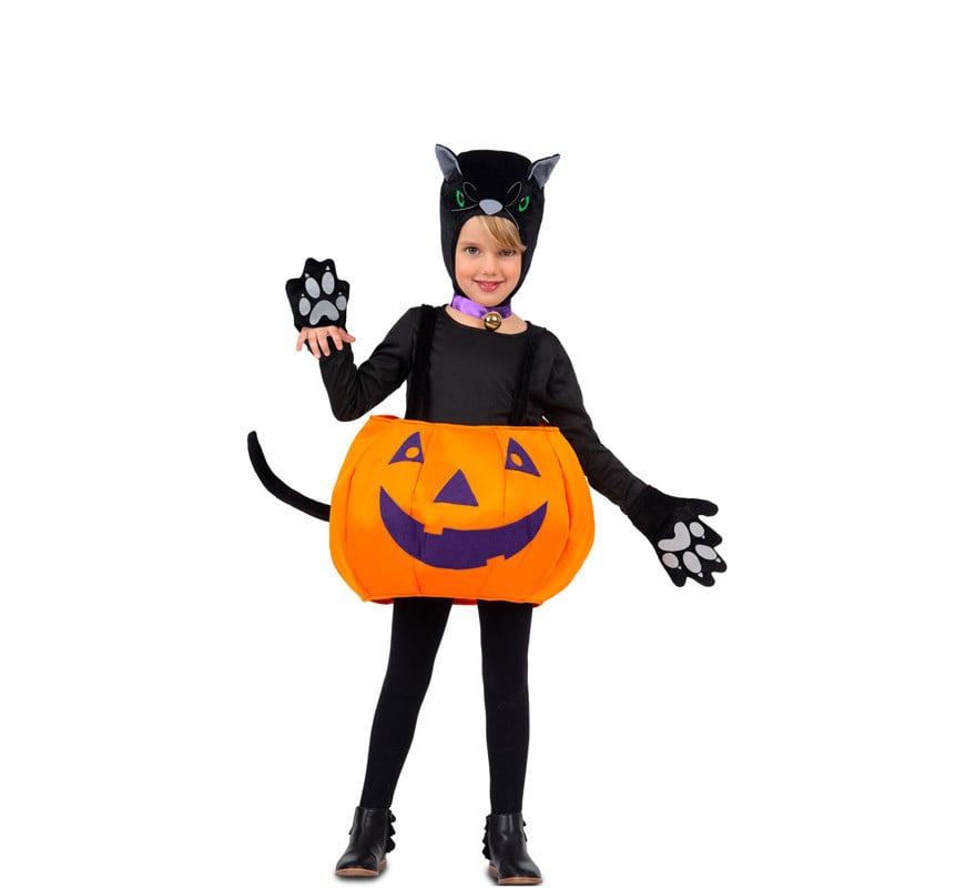 Disfraz de Niña MOM Gato Negro con Calabaza Grande (infantil universal)