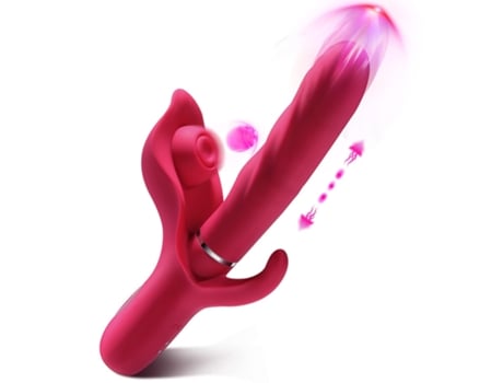 Vibrador de conejo 3 en 1 con 10 modos de vibración de empuje 10 aleteo 10 para mujeres (rosa) VEANXIN