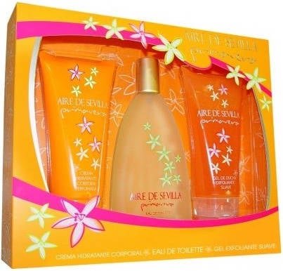 Cofre AIRE SEVILLA Primavera Edt 150 ml + Gel Exfoliante 150 ml + Loción Corporal 150 ml