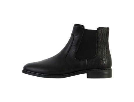 Botas de Mujer RIEKER Elástico Zíper Lateral Redondo Conforto Piel Negro (37)