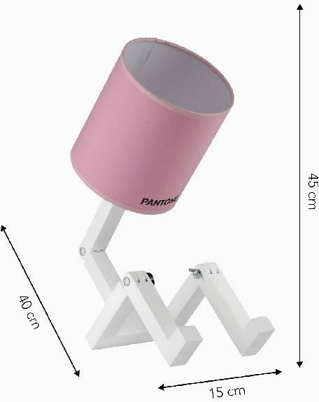 De Homemania Wally pantone 15x40x45cm rosa lampara omino escritorio oficina mesilla noche blanco negro madera pvc metal tela 15 40 45 1 e27 100w hio8681847183877