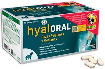 Complemento Alimenticio para Perros PHARMADIET Hyaloral (90 Tabletas - Razas Pequeñas y Medianas)