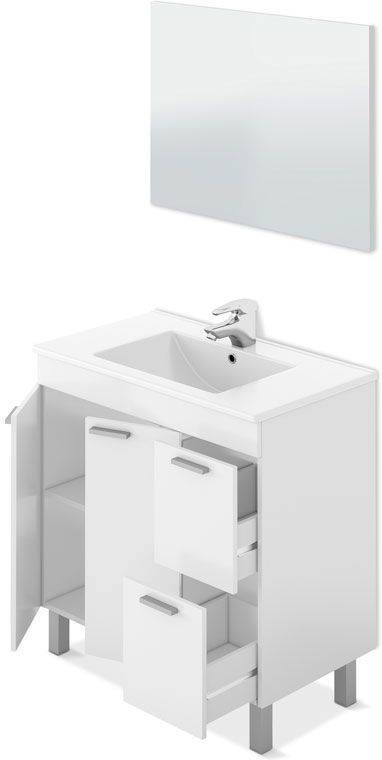 Mueble de Baño ARKITMOBEL Aktiva  (Blanco Brillo - Melamina, PVC, ABS - 80 x 80 x 45 cm)