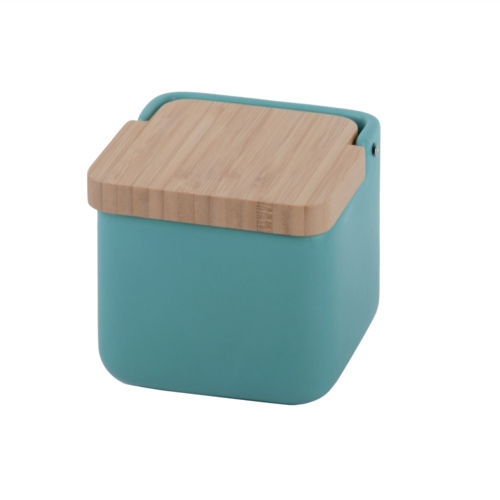 Salero de cocina con tapa bambú square - teal mate