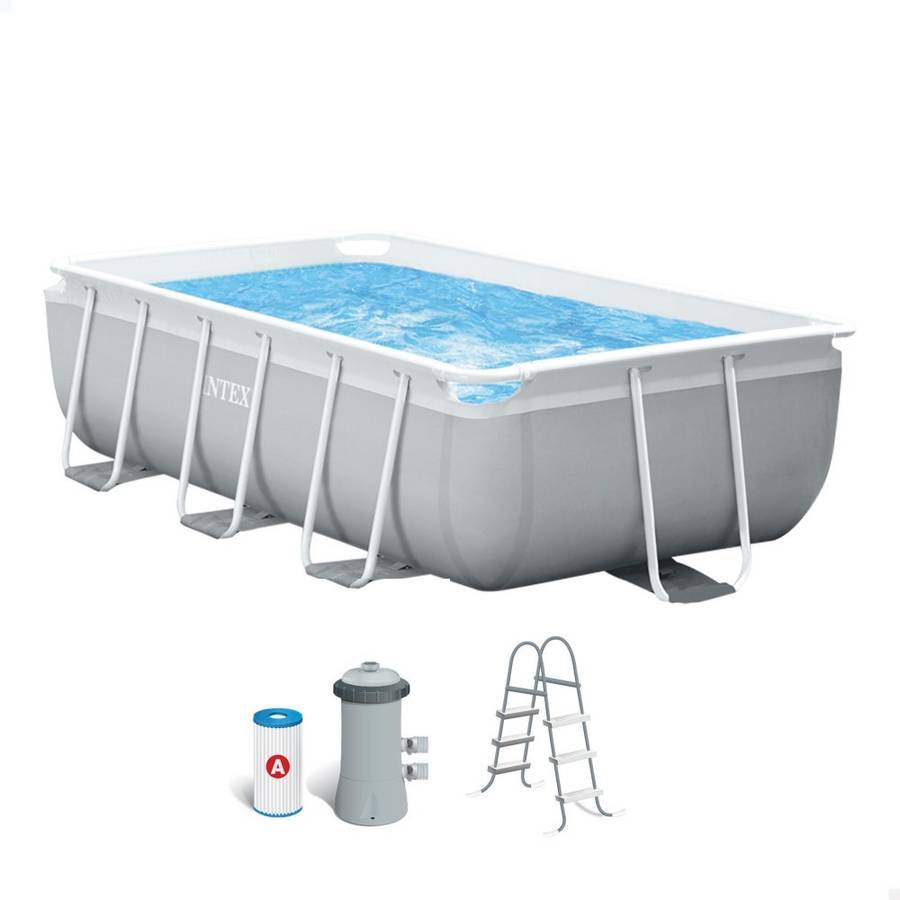 Piscina Tubular INTEX Prisma Frame Retangular con Bomba (3 personas - 300x175x80cm)