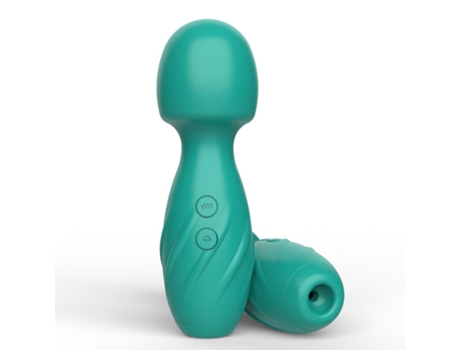 Vibrador de masaje de succión de silicona 2 en 1 con 10 modos para mujeres (verde) VEANXIN