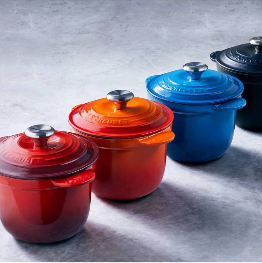 Le Creuset Olla de arroz con perilla ss e inserto gres rice cooker cast iron cacerola naranja hierro fundido 18