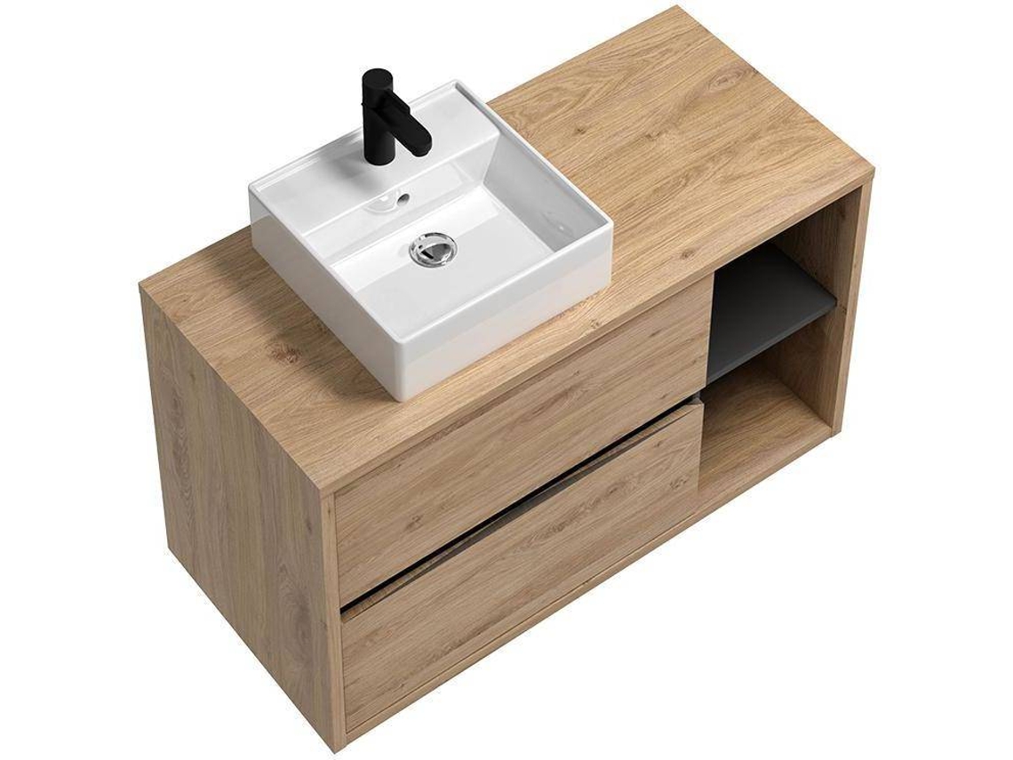 Mueble de Baño Suspendido Color Wengue con Lavabo Cerámico Luxor, 500,00 €