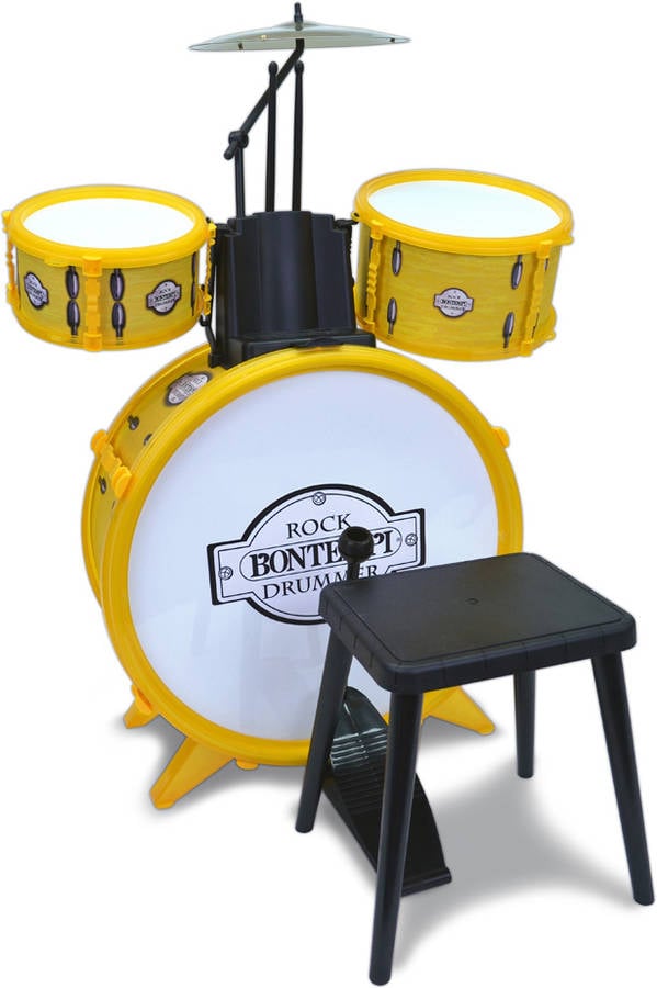 Bontempi Rock Drum set juguetes musicales instrumento de batería 3 años niñoniña blanco amarillo