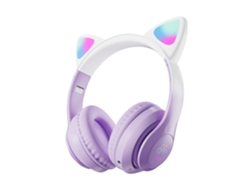 Auriculares Bluetooth KARMADALE violeta Stn-28Pro Gradient Color Illumination Candy Color Cat Ears Over-The-Ear Wireless