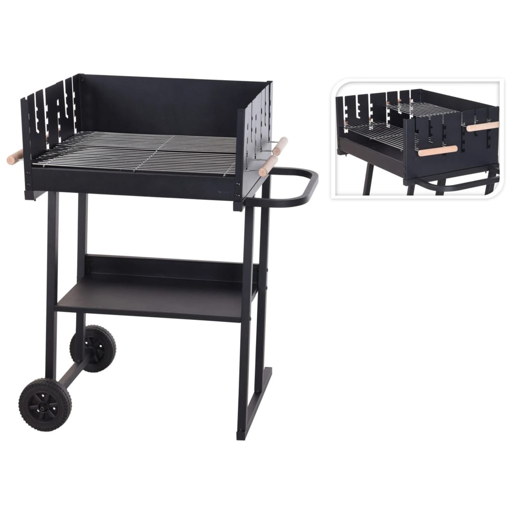 Barbacoa De Carbón Rectangular PROGARDEN (Negro - Metal - 60 x 46 x 93)