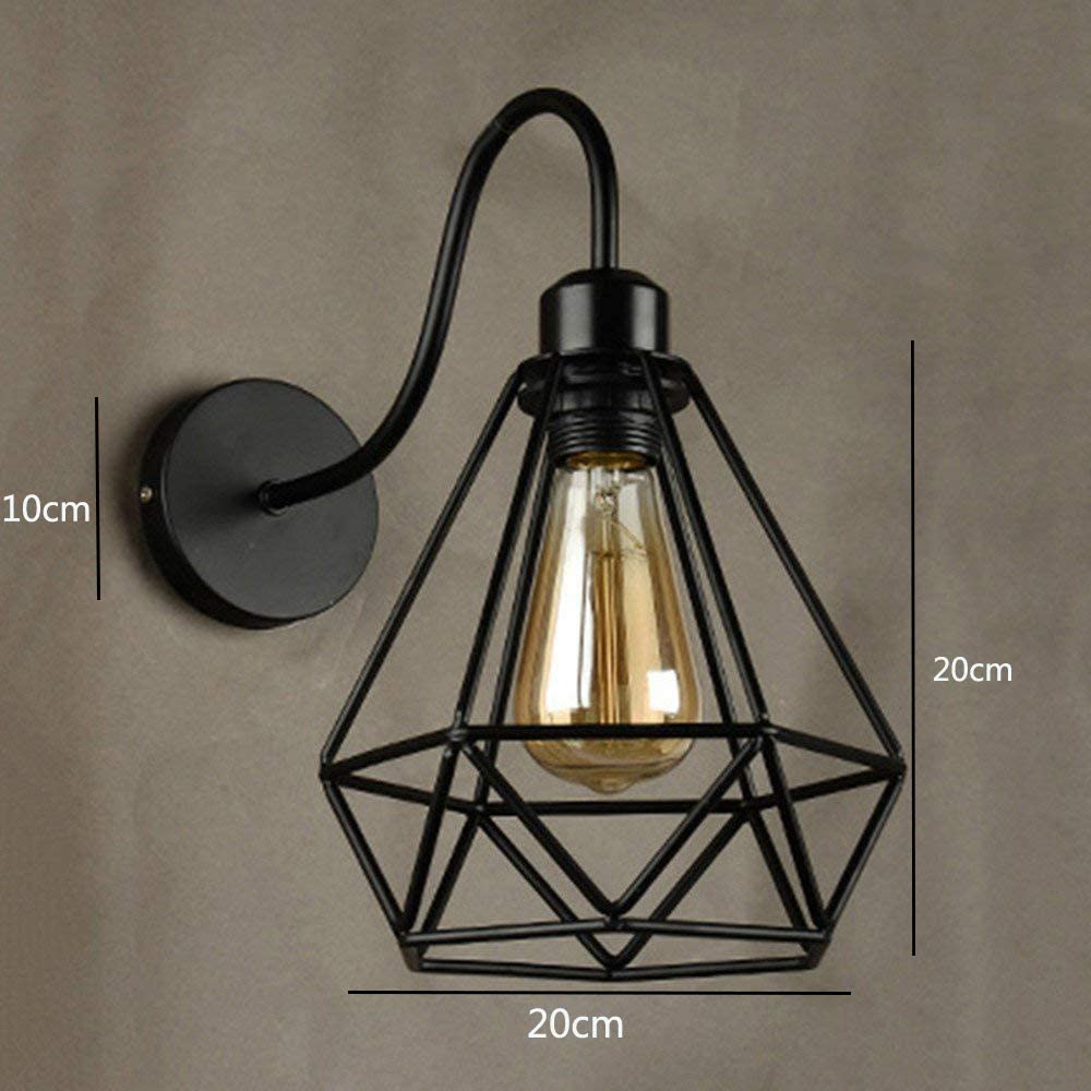 Apliques Pared Vintage retro jaula industrial paredcasquillo e27color negro20cmmetal sconce sombra clase eficiencia aplicam da gaiola tampa e27 preto 20 cm iluminação metal shadow dormitorio estar pasillosaloncafe