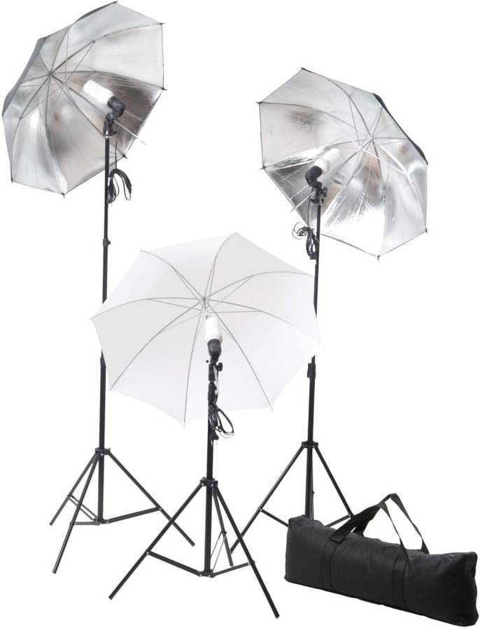 Kit Iluminación de Estudio VIDAXL con Sombrillas, Fondo y Reflector