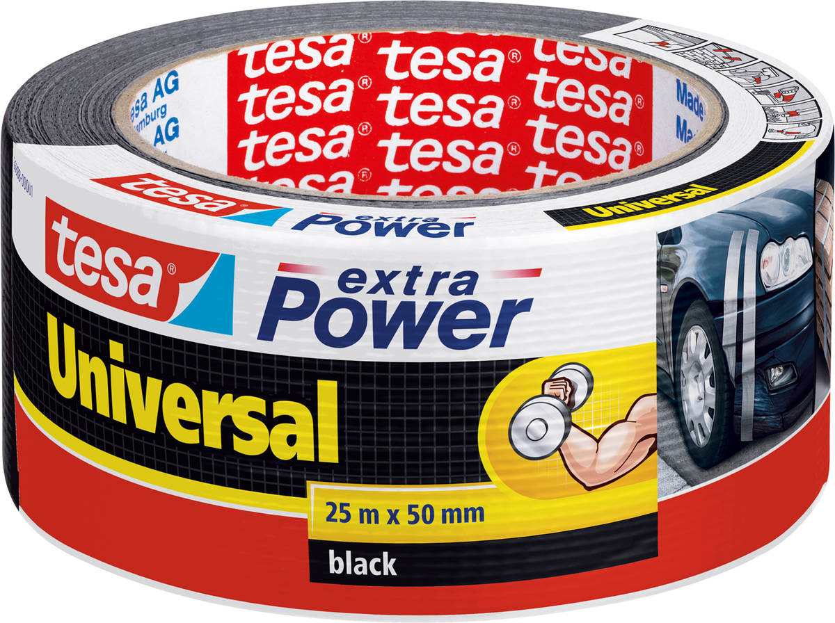 Cinta Adhesiva TESA Extra Power (Negro - 25 m)