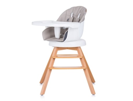 Trona evolutiva 3 en 1 con patas de madera y asiento de polipiel giratorio ROTTO humus CHIPOLINO