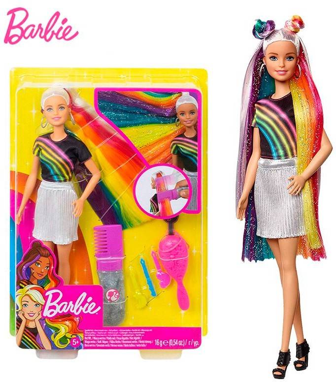 Barbie Rainbow Edad 5 destellos arociris muñeca rubia con cabello extra largo accesorios para peinar regalo niñas y 39 años mattel fxn96 colormodelo