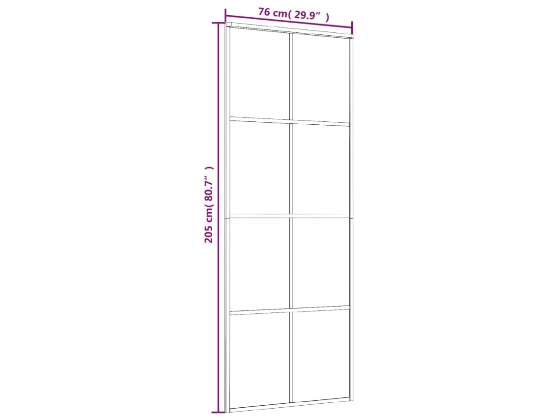 vidaXL Puerta corredera ESG aluminio y vidrio ESG negra 76x205 cm