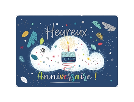 Tarjeta doble KIUB Des Plumes Et Des Fleurs Heureux Anniversaire