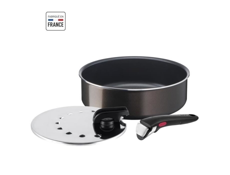 Tefal Ingenio L1509002 Conjunto de 3 quartos, SauteUse 24 cm + alça + alça, sem indução, não -palito, fabricado na França