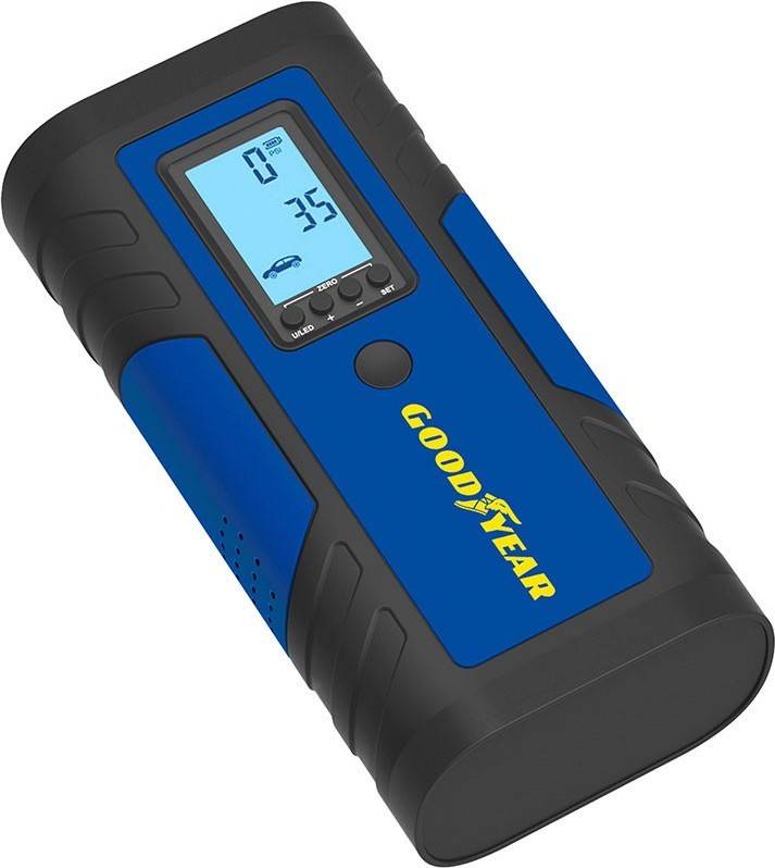 Compresor Goodyear Mini azul 25 x 20 10 cm god0019 digital 150 psi 8 amperios 2600mah 7.4v