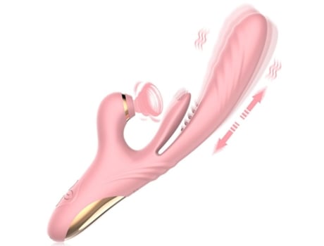 Vibrador de masaje telescópico para chupar la lengua 3 en 1 para mujeres (rosa) VEANXIN