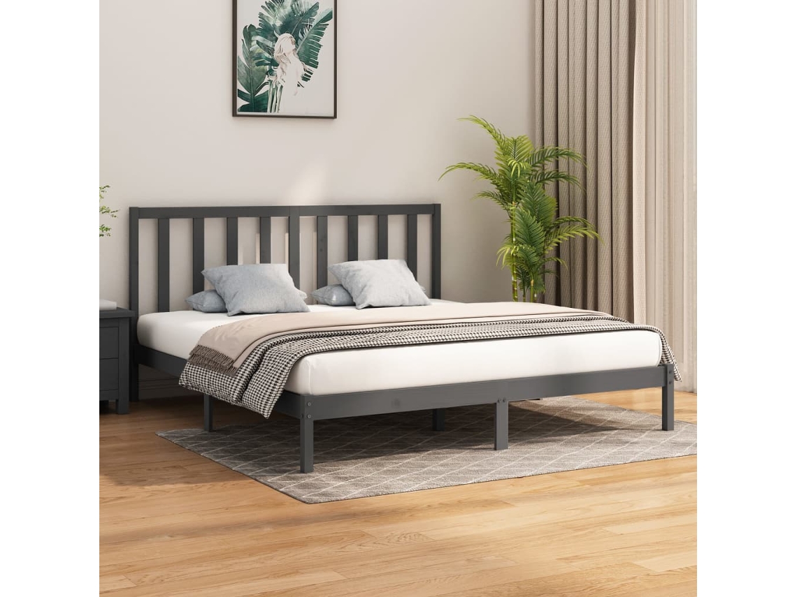 Estructura de cama madera maciza Super King 180x200 cm