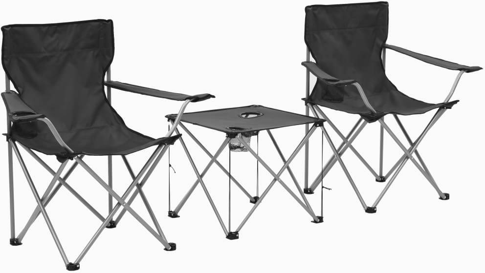 Conjunto Mesa y Sillas de Camping VIDAXL Gris (3 piezas)