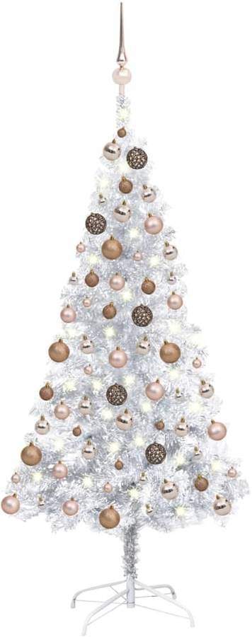 Árbol de Navidad VIDAXL con Luces LED y Bolas (Blanco - 75x15 cm)