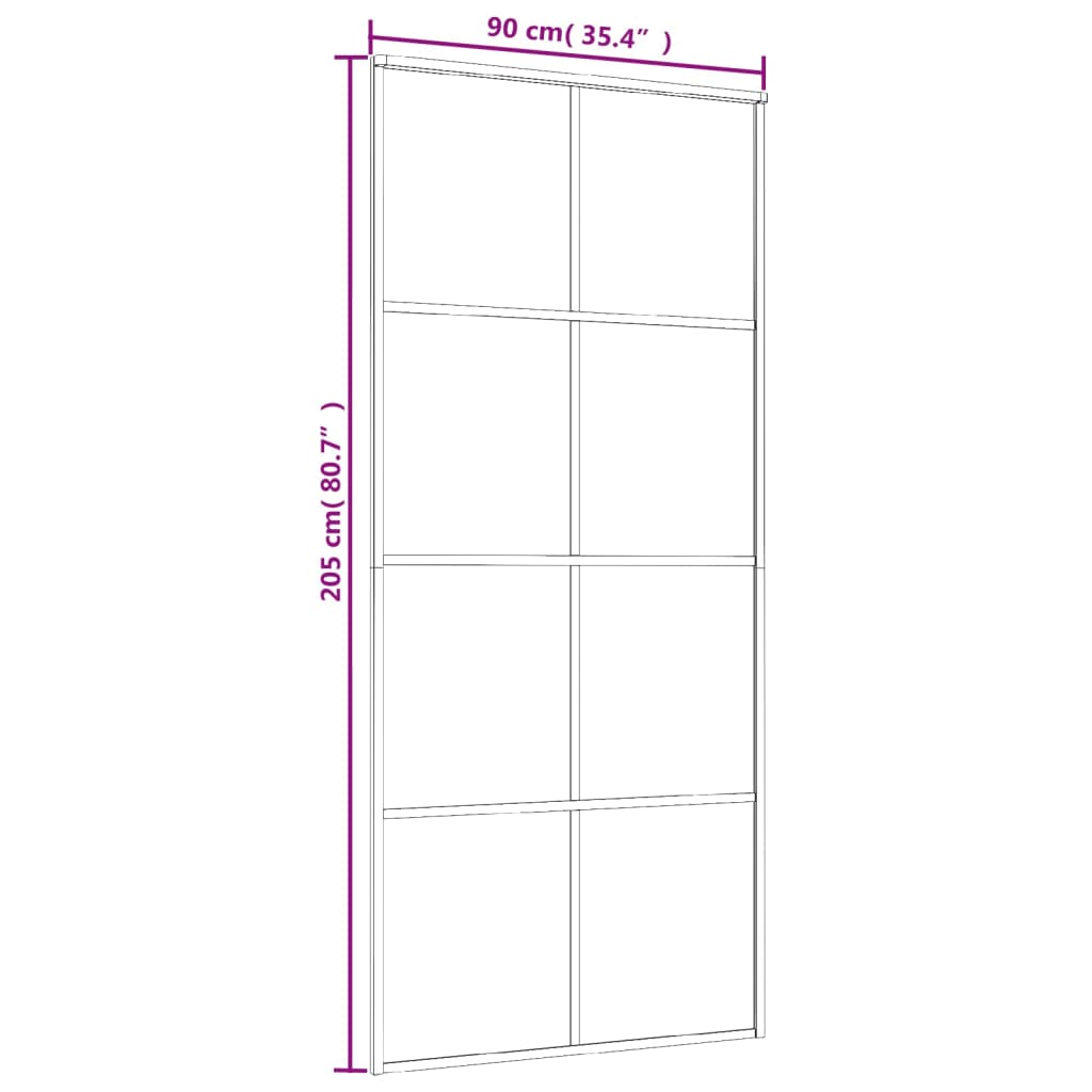 Puerta Corredera De Vidrio Esg Y Aluminio Plateado 90x205 Cm