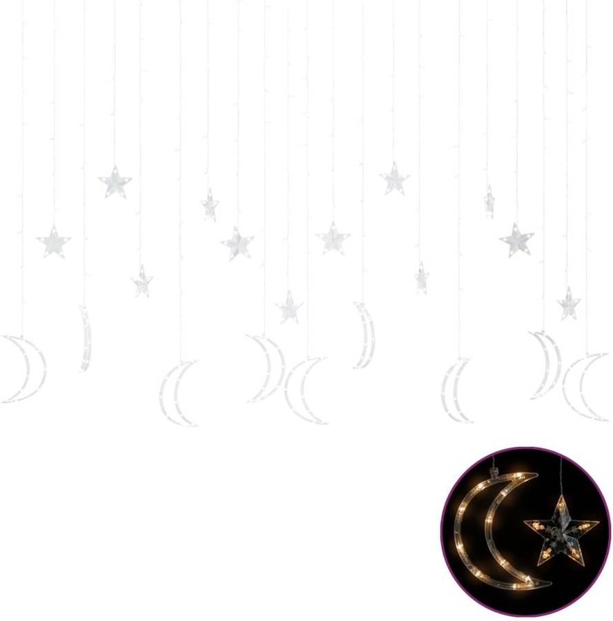 Luz de Navidad VIDAXL Estrellas Y Lunas + Mando A Distancia 345 Leds (Plástico - Blanco)