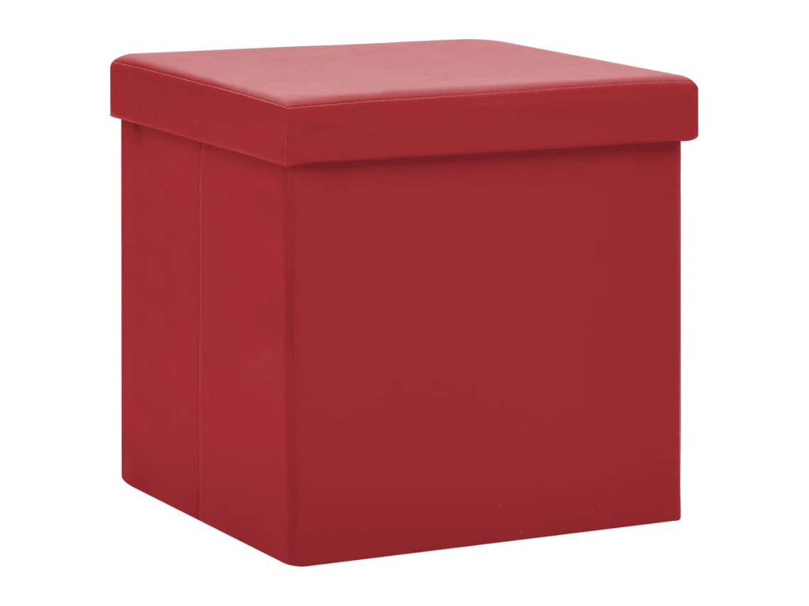 Taburete De Almacenaje Plegable 2 Uds Rojo Vino Tinto Pvc Vidaxl